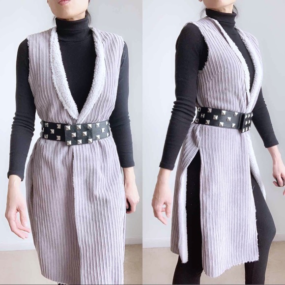 CORDUROY LONG VEST WITH SHEARLING SHERPA LINED- CORDUROY - Picture 4 of 14